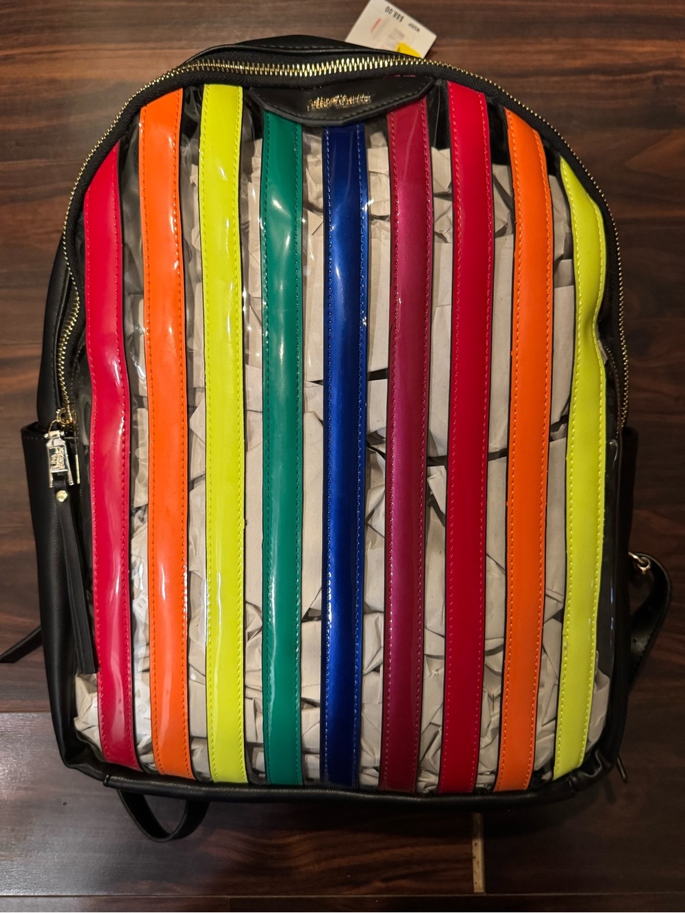 NWT Betsey Johnson Multicolor Stripe Patent Leather Backpack - Women's Bag
